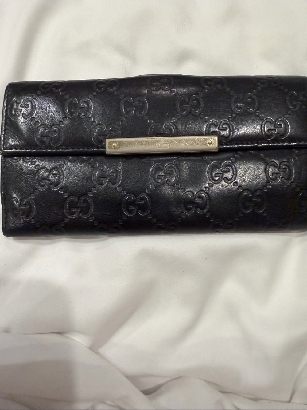 Gucci Guccissima Black Leather Continental Wallet